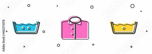 Set Temperature wash, T-shirt and icon. Vector