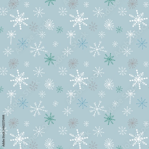 Wallpaper Mural Christmas background with snowflakes, grey blue background, seamless repeat pattern Torontodigital.ca