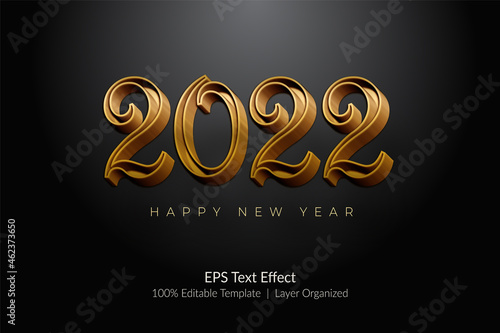 2022 Golden color 3D editable text effect