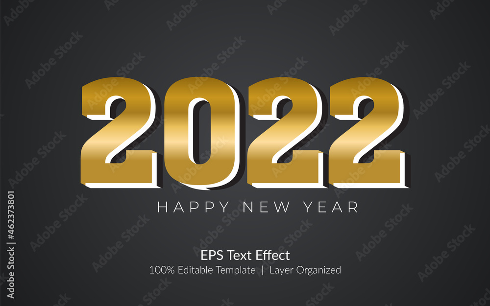 2022 Golden color 3D editable text effect 2022 Golden color 3D editable text effect