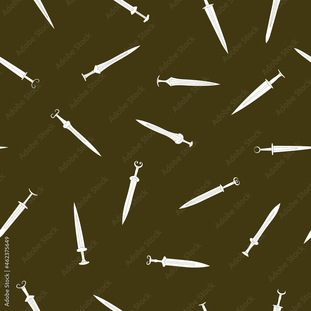Seamless pattern with ancient swords for your project Seamless pattern with ancient swords for your project