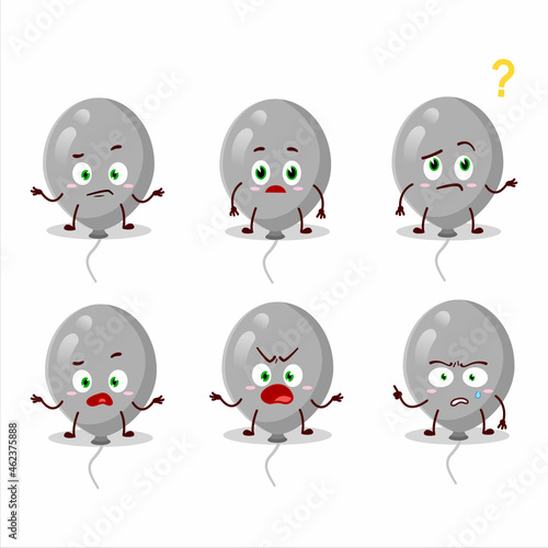 Cartoon character of grey balloons with what expression