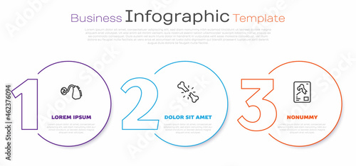 Set line Hearing aid, Human broken bone and X-ray shots. Business infographic template. Vector