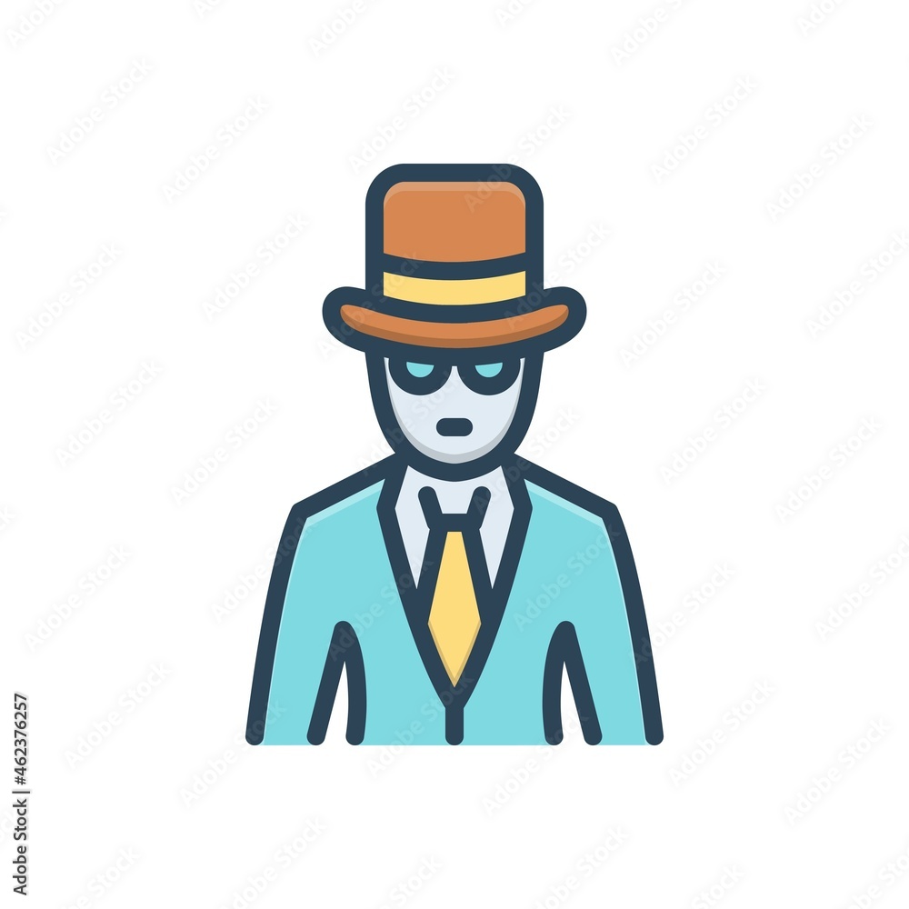 Color illustration icon for spy agent