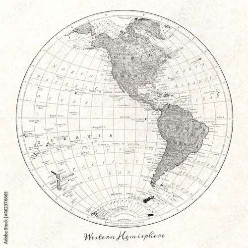 Western Hemisphere map vintage illustration vector, remix from original artwork