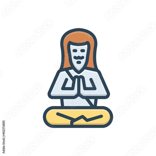 Color illustration icon for guru