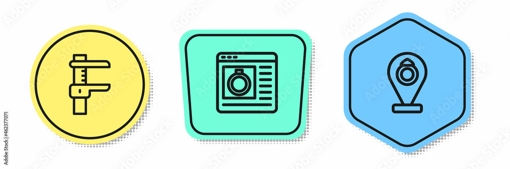 Set line Calliper or caliper and scale, Jewelry online shopping and store. Colored shapes. Vector Set line Calliper or caliper and scale, Jewelry online shopping and store. Colored shapes. Vector