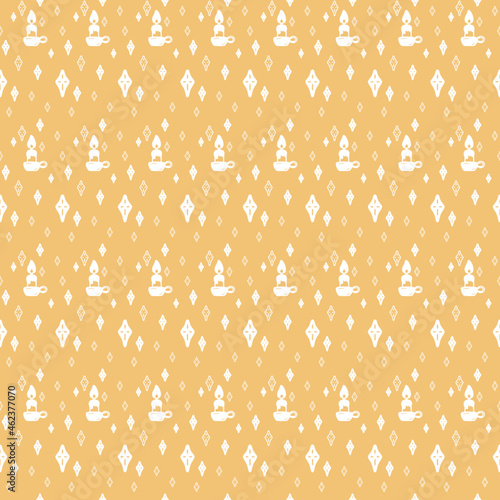 Important Day Christmas Pattern Candle And Light Star On Yellow BG