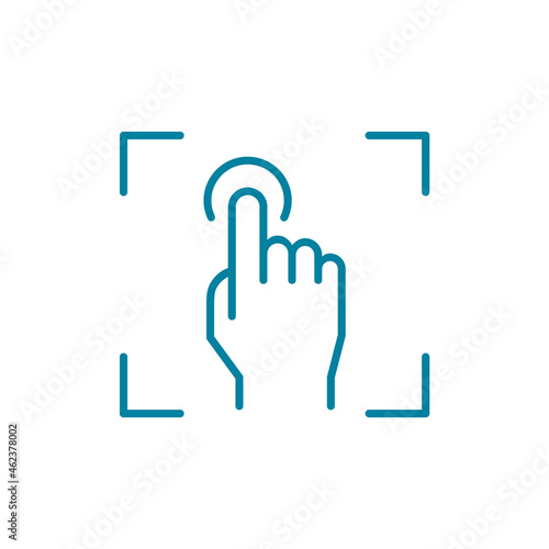 Fingerprint scan line icon. Biometrics concept. Fingerprints database search. Security check. Identity authorization. Safe access. Digital authentication. Touch ID. Vector illustration, flat, clip art