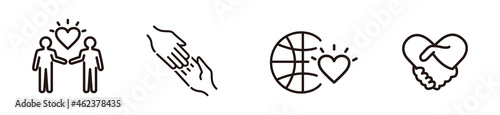 Charity trust, care, solidarity set line icon collection