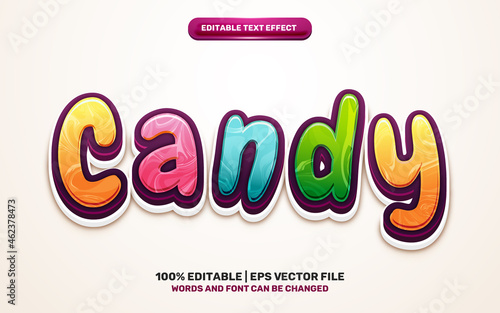 cute candy cartoon comic hero colorful 3d editable text effect