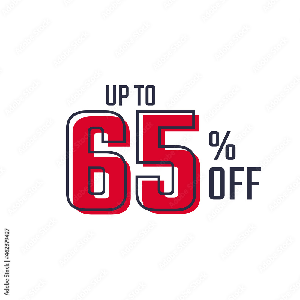 Discount Label up to 65% off Red Vector Template Design Illustration. Suitable Design for Shop and Sale Banners. Discount Label up to 65% off Red Vector Template Design Illustration. Suitable Design for Shop and Sale Banners.
