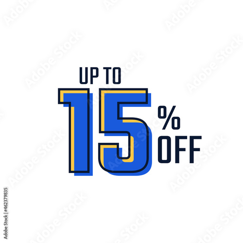 Discount Label up to 15% off Blue Vector Template Design Illustration. Suitable Design for Shop and Sale Banners.
