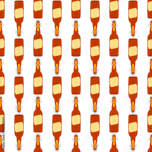 Illustration on theme seamless beer glass bottles with lid for brewery
