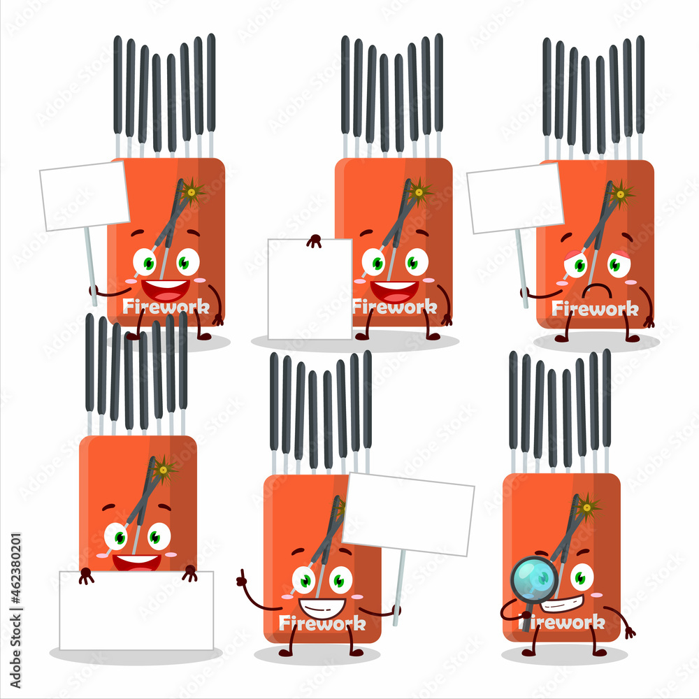 Obraz premium Firework cartoon in character bring information board