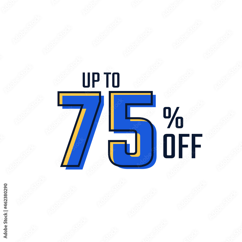 Discount Label up to 75% off Blue Vector Template Design Illustration. Suitable Design for Shop and Sale Banners. Discount Label up to 75% off Blue Vector Template Design Illustration. Suitable Design for Shop and Sale Banners.