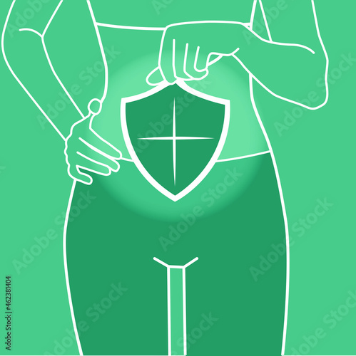 Donna pancia difese immunitarie intestino, illustrazione vettoriale photo