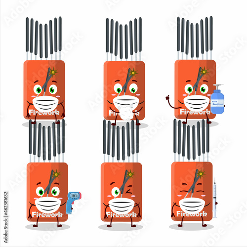 A picture of firework cartoon design style keep staying healthy during a pandemic