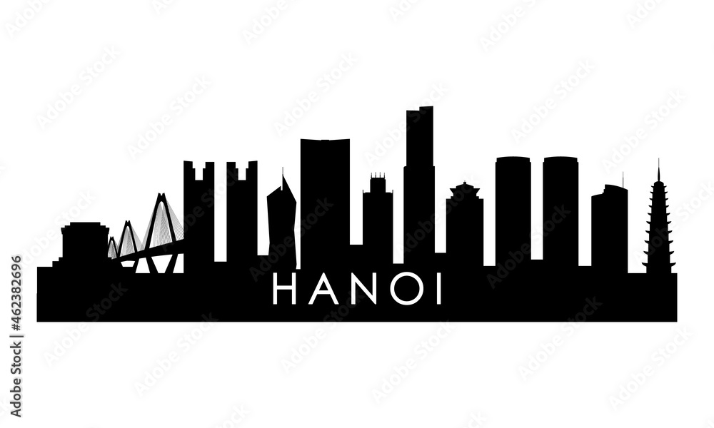 Hanoi skyline silhouette. Black Hanoi city design isolated on white background.