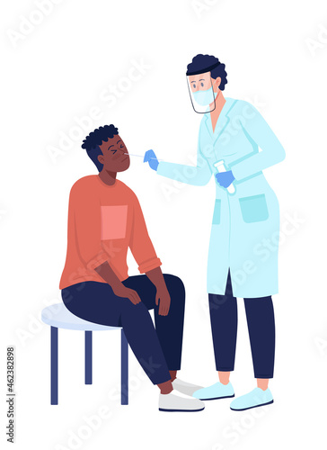 Nurse checking patient semi flat color vector character. Diverse figures. Full body people on white. Testing for virus isolated modern cartoon style illustration for graphic design and animation © The img