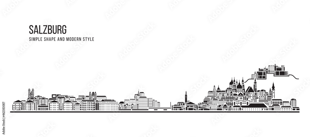 Cityscape Building Abstract Simple shape and modern style art Vector design - Salzburg city