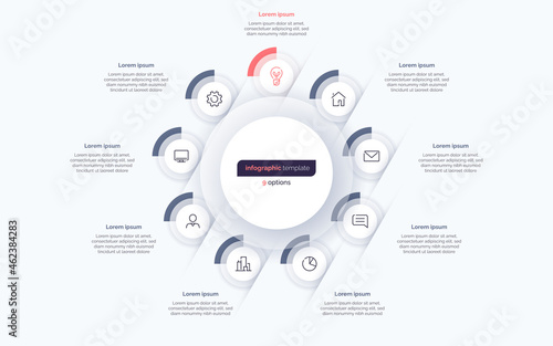 Nine option circle infographic design template. Vector illustration