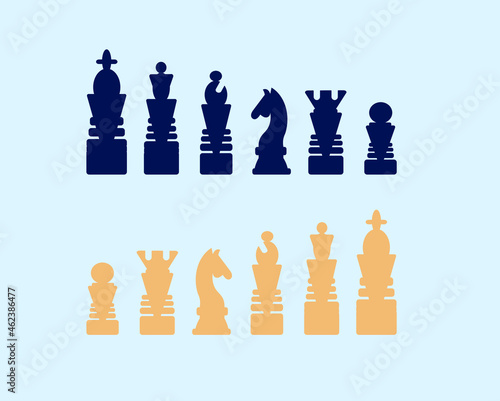 vector chess set in black and white
