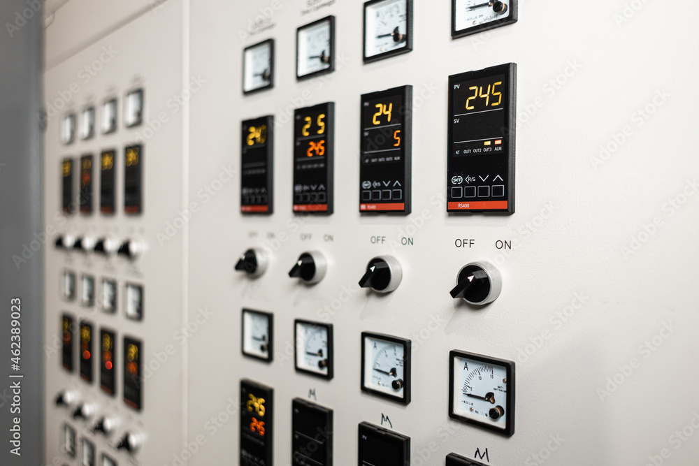 Many button of the machine in the factory Many button of the machine in the factory