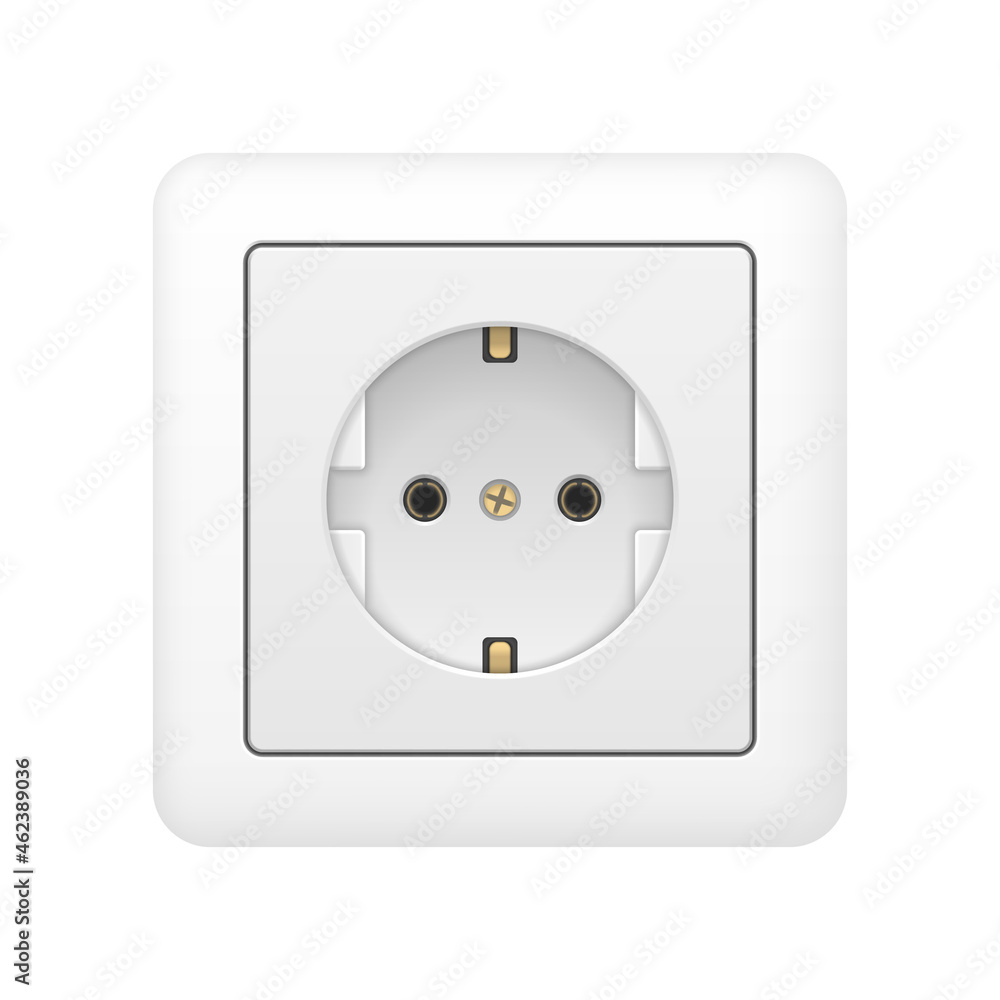 Realistic detailed electrical outlet isolated on white background. Vector illustration. Realistic detailed electrical outlet isolated on white background. Vector illustration.
