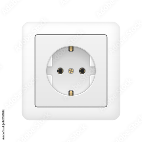 Realistic detailed electrical outlet isolated on white background. Vector illustration.