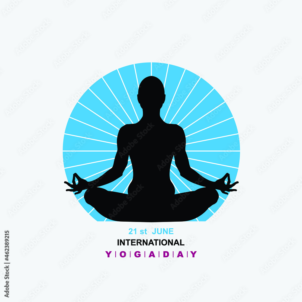 Vector illustration of yoga  Lotus Position. June 21st international yoga day. Yoga Silhouette Stock Illustration.yoga vector image.