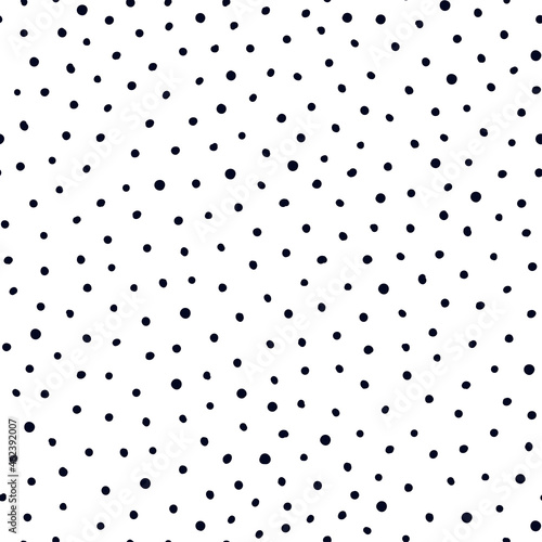 Seamless pattern with polka dot in doodle style. Vector cute background