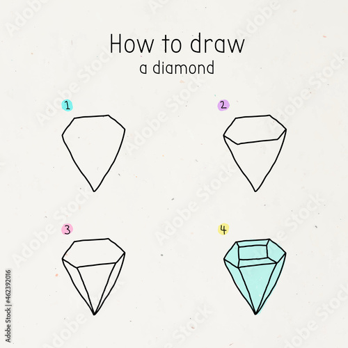 How to draw a diamond doodle tutorial vector
