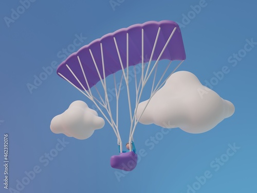 Render parachute in the sky 