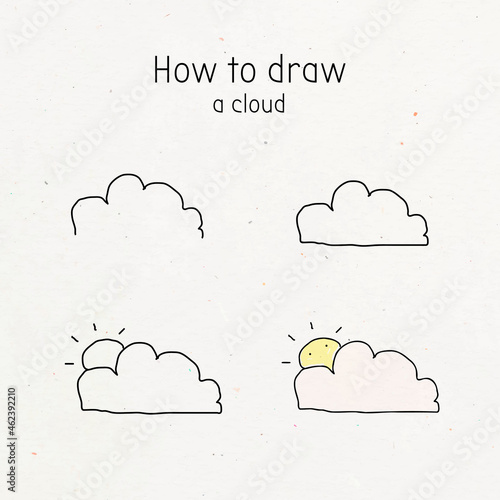 How to draw a cloud doodle tutorial vector