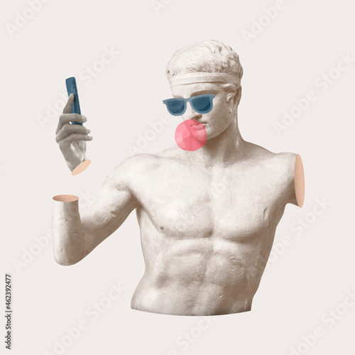 Social media addiction vector summer vibes aesthetic post
