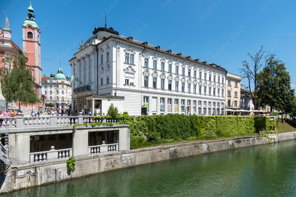 The scenic city of Ljubljana on the Ljubljanica River in Slovenia
The scenic city of Ljubljana on the Ljubljanica River in Slovenia
