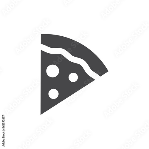Slice of pizza black vector icon. Simple glyph pizza symbol.
