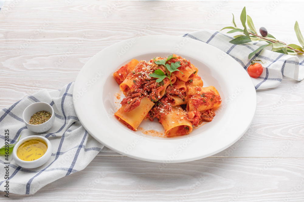 Pasta with vegetables in tomato sauce Pasta with vegetables in tomato sauce