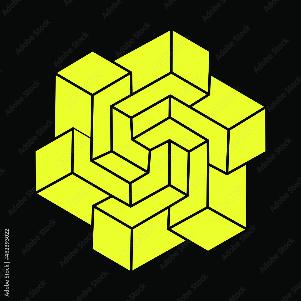 Impossible object. Optical illusion shapes. 3d illustration. Geometric figures. Escher paradox. Impossible object. Optical illusion shapes. 3d illustration. Geometric figures. Escher paradox.