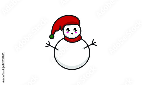 Vector Cute Kawaii Christmas Snowman photo