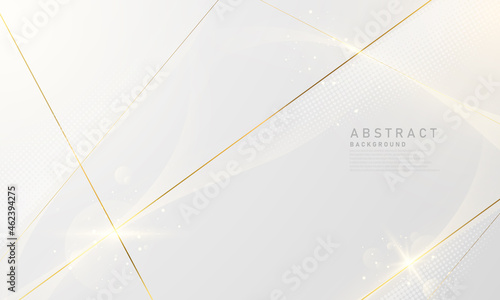 Abstract white and gray background with gorgeous golden line decoration.