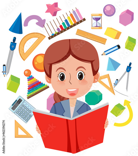 Math teacher with mathematics icon