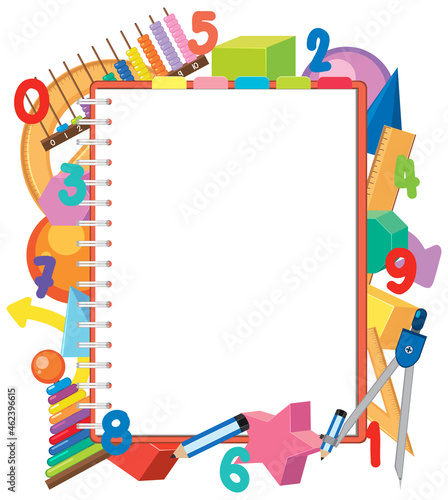 Blank math template with math tools and elements