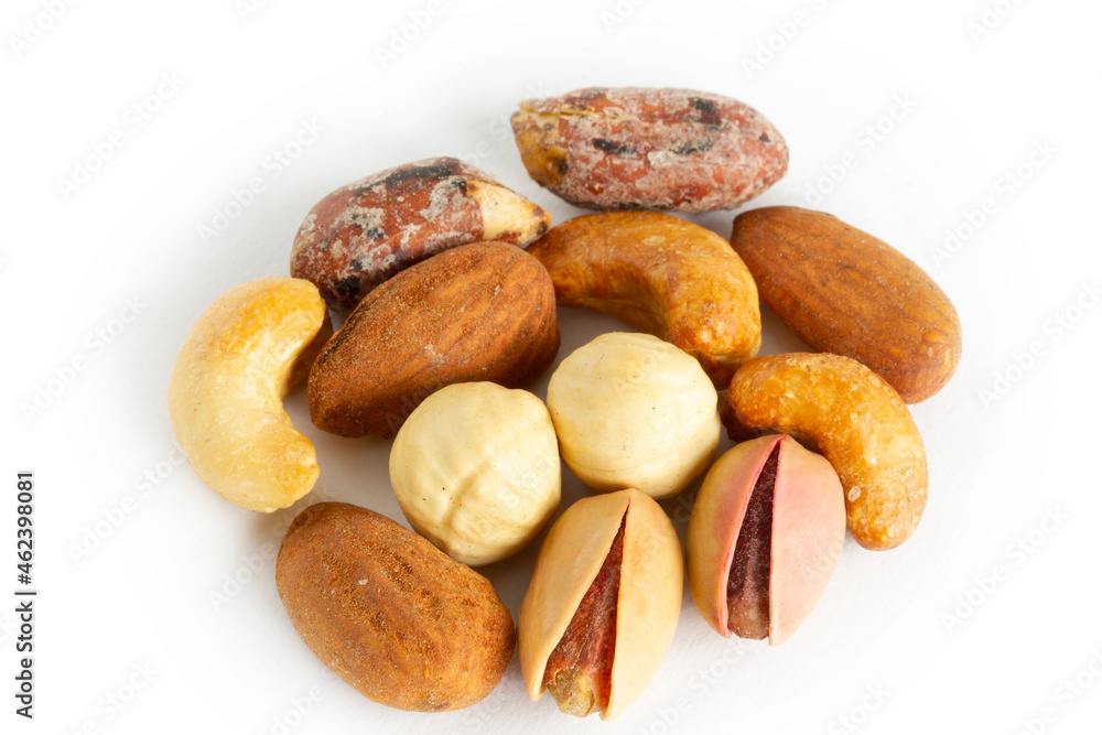 Mixing nuts isolated in white background Mixing nuts isolated in white background