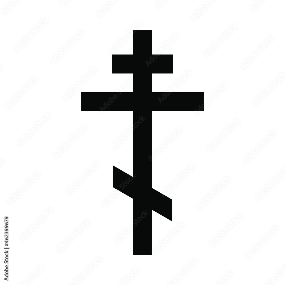 Christian cross icon. Vector christian cross. Black religion symbol. Vector illustration