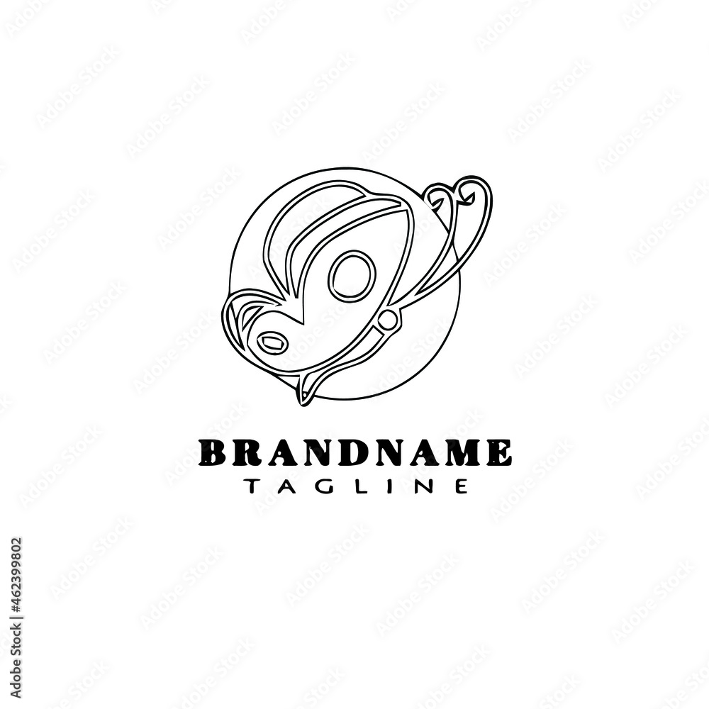 butterfly logo cartoon icon design concept black isolated vector illustration