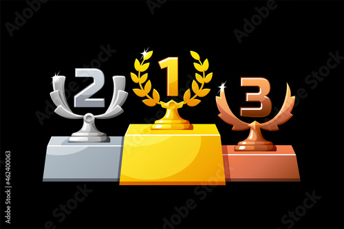 Podium Trophy Title are silver, bronze and gold for the game.
