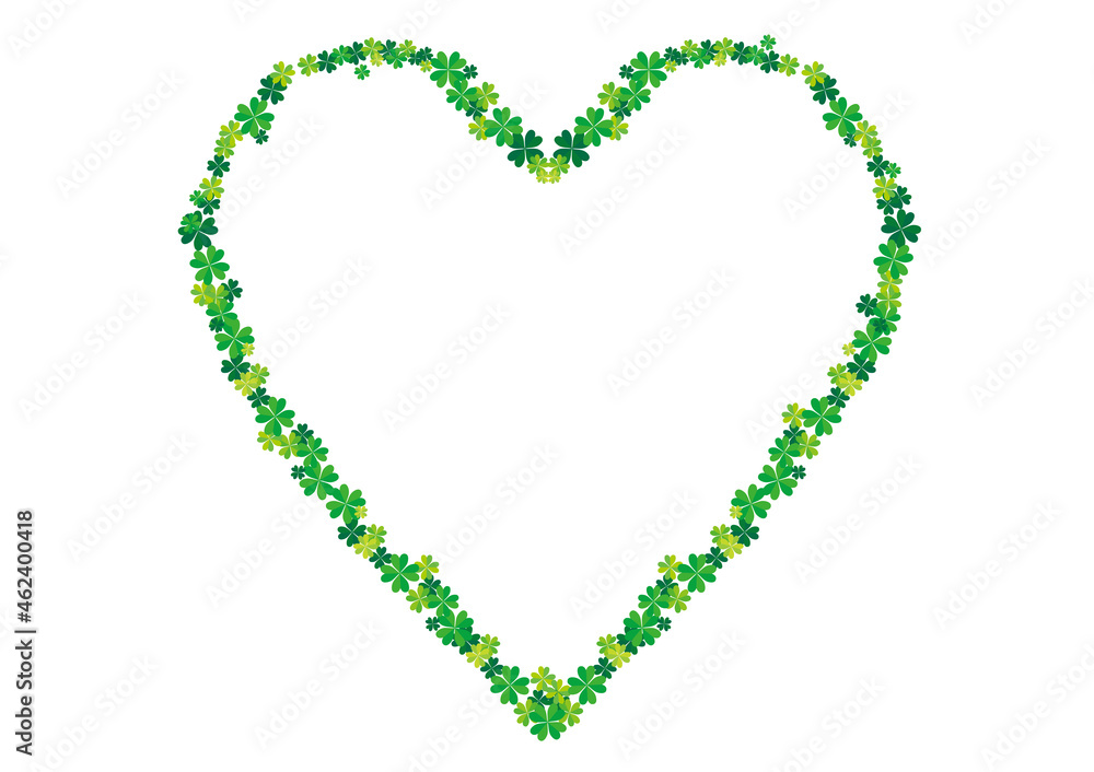symbol of good luck. Illustration of a heart frame drawn with a four-leaf clover. ecology, Backdrop symbol of good luck. Illustration of a heart frame drawn with a four-leaf clover. ecology, Backdrop