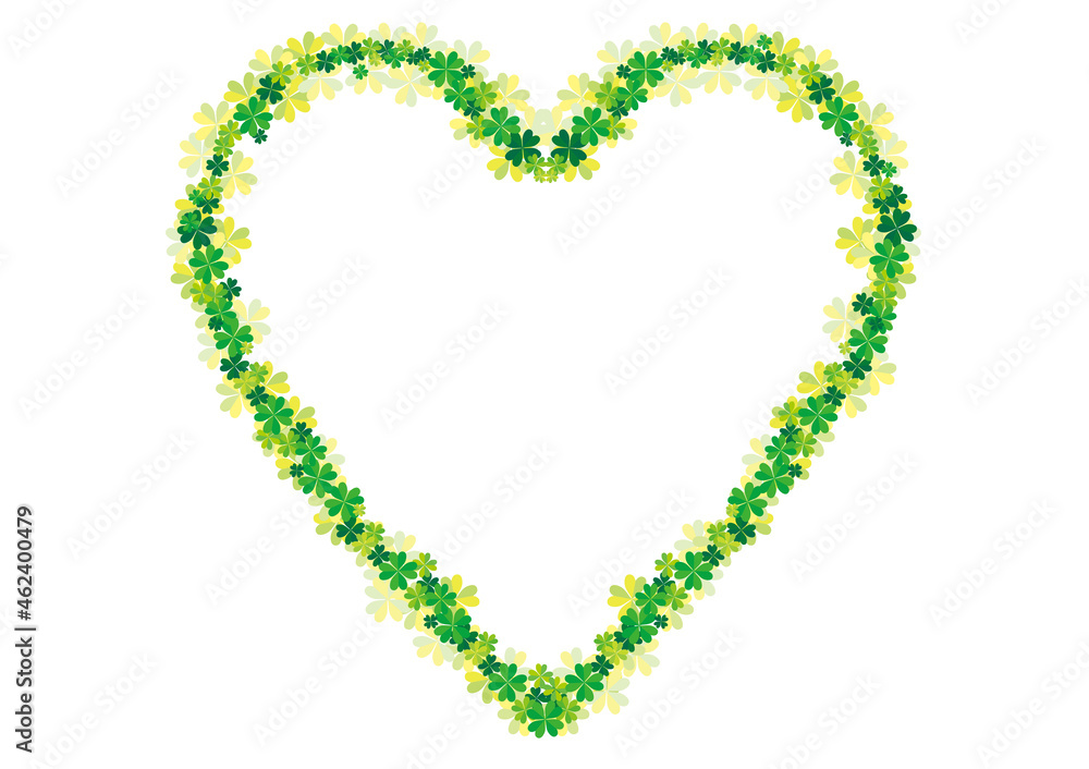 symbol of good luck. Illustration of a heart frame drawn with a four-leaf clover. ecology, Backdrop symbol of good luck. Illustration of a heart frame drawn with a four-leaf clover. ecology, Backdrop